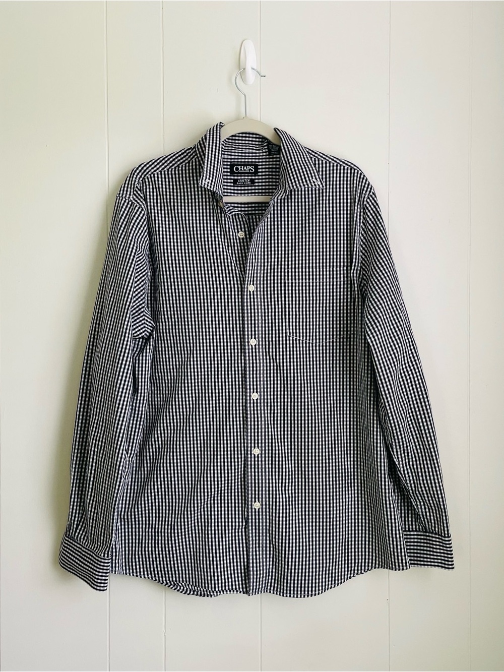 Chaps Men's Black & White Gingham Dress Shirt
